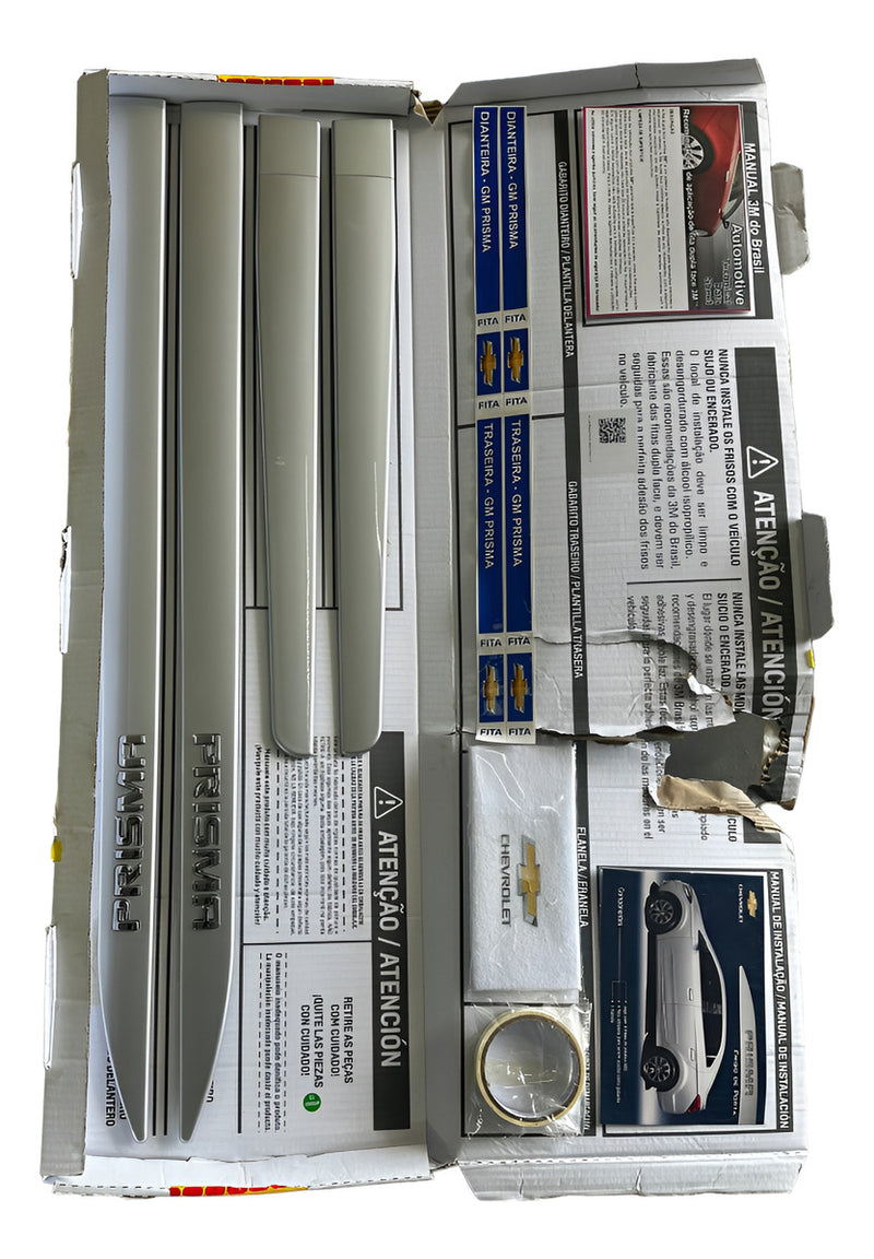 Kit Friso Lateral Porta Cor Prata Chevrolet Prisma 2019 A 21